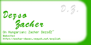 dezso zacher business card